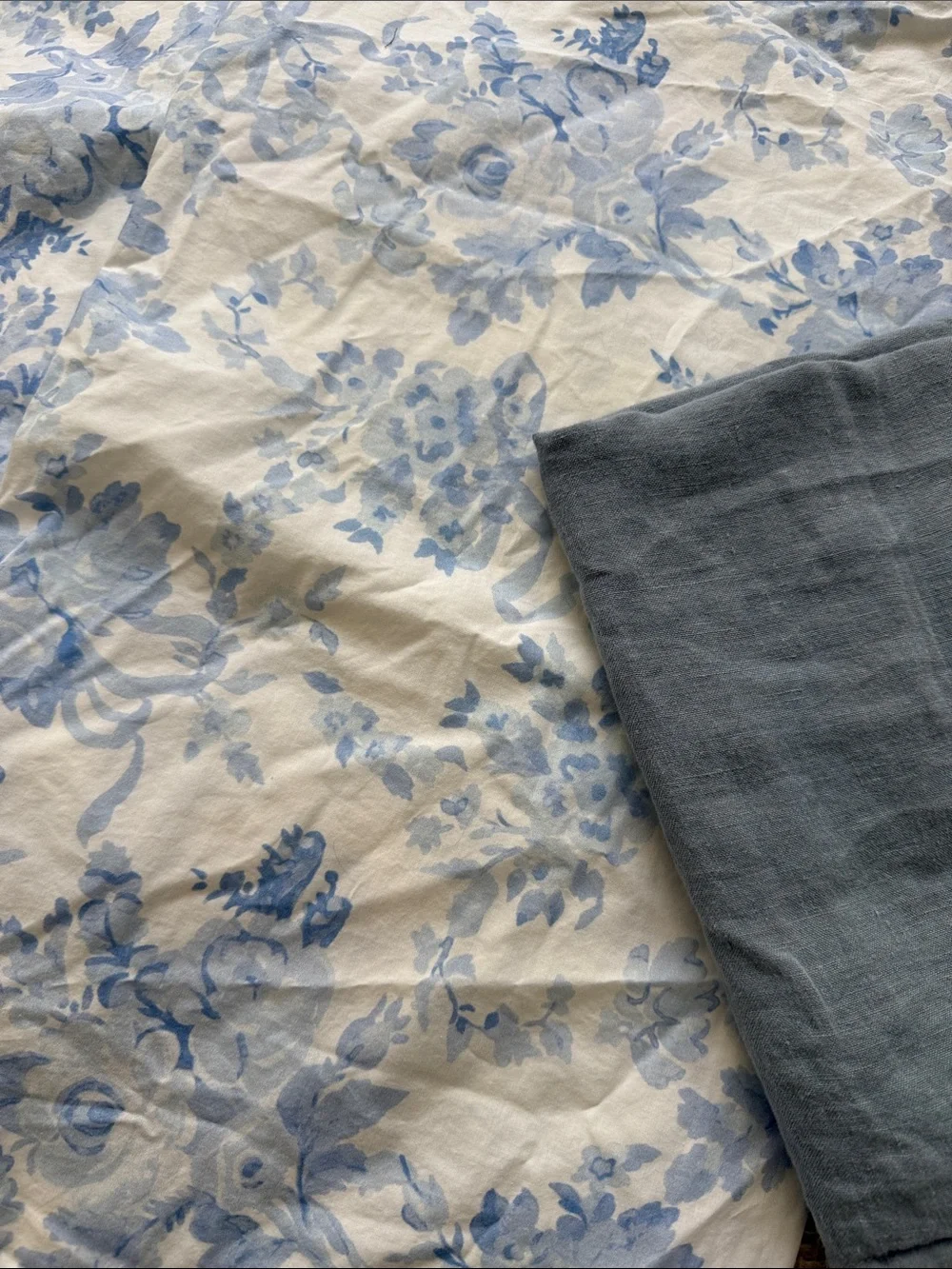Pottery barn teen LoveShackFancy Blue Floral twin top sheet, sham, + euro